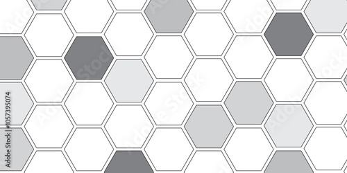 Vector geometric seamless texture symbol. Hexagon, bees hive cells pattern. Bee honey shapes. Abstract pattern with hexagonal white and gray technology line paper background.   Stylish grid texture. 
