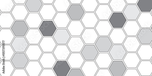 Vector geometric seamless texture symbol. Hexagon, bees hive cells pattern. Bee honey shapes. Abstract pattern with hexagonal white and gray technology line paper background.   Stylish grid texture. 
