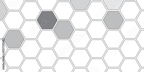 Vector geometric seamless texture symbol. Hexagon, bees hive cells pattern. Bee honey shapes. Abstract pattern with hexagonal white and gray technology line paper background.   Stylish grid texture. 
