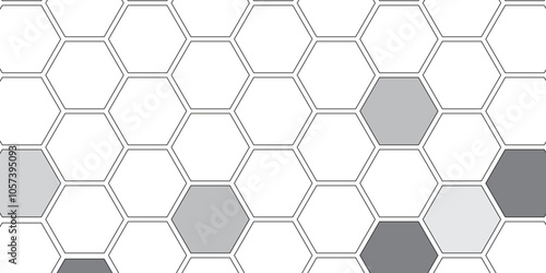 Vector geometric seamless texture symbol. Hexagon, bees hive cells pattern. Bee honey shapes. Abstract pattern with hexagonal white and gray technology line paper background.   Stylish grid texture. 
