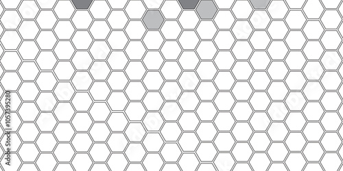 Vector geometric seamless texture symbol. Hexagon, bees hive cells pattern. Bee honey shapes. Abstract pattern with hexagonal white and gray technology line paper background.   Stylish grid texture. 
