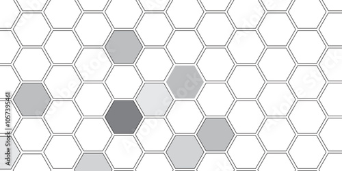 Vector geometric seamless texture symbol. Hexagon, bees hive cells pattern. Bee honey shapes. Abstract pattern with hexagonal white and gray technology line paper background.   Stylish grid texture. 
