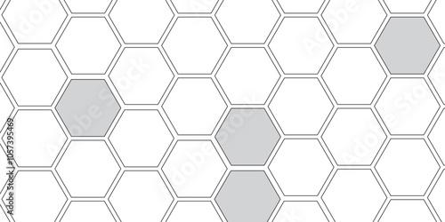 Vector geometric seamless texture symbol. Hexagon, bees hive cells pattern. Bee honey shapes. Abstract pattern with hexagonal white and gray technology line paper background.   Stylish grid texture. 
