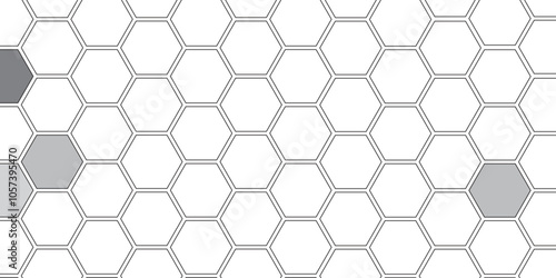 Vector geometric seamless texture symbol. Hexagon, bees hive cells pattern. Bee honey shapes. Abstract pattern with hexagonal white and gray technology line paper background.   Stylish grid texture. 
