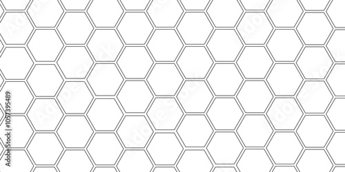 Vector geometric seamless texture symbol. Hexagon, bees hive cells pattern. Bee honey shapes. Abstract pattern with hexagonal white and gray technology line paper background.   Stylish grid texture. 
