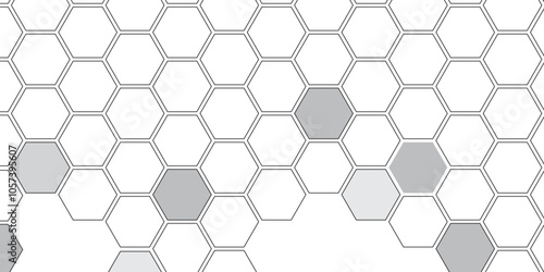 Vector geometric seamless texture symbol. Hexagon, bees hive cells pattern. Bee honey shapes. Abstract pattern with hexagonal white and gray technology line paper background.   Stylish grid texture. 
