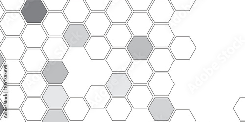 Vector geometric seamless texture symbol. Hexagon, bees hive cells pattern. Bee honey shapes. Abstract pattern with hexagonal white and gray technology line paper background.   Stylish grid texture. 

