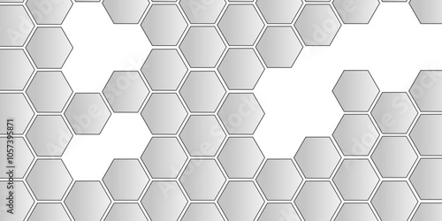 Vector geometric seamless texture symbol. Hexagon, bees hive cells pattern. Bee honey shapes. Abstract pattern with hexagonal white and gray technology line paper background.   Stylish grid texture. 
