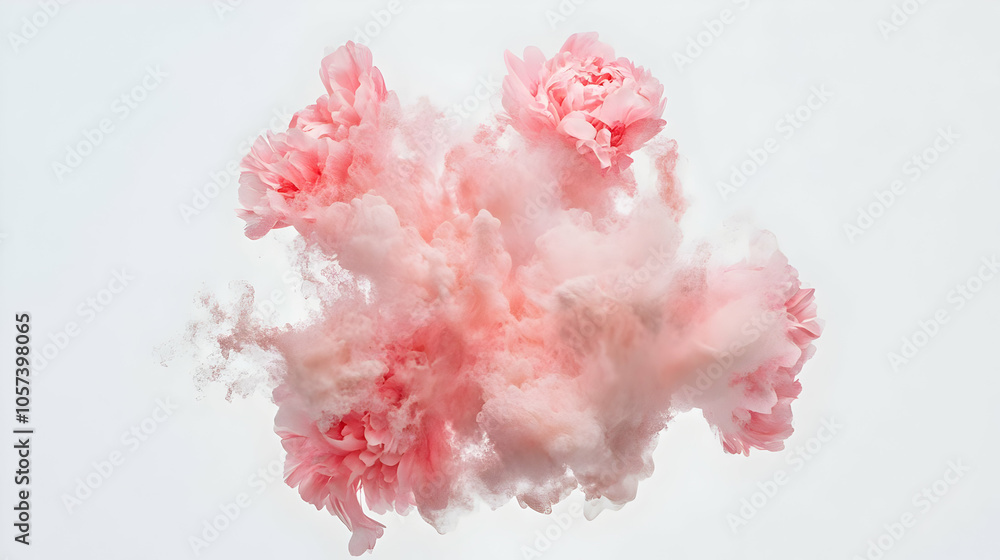 A soft, pink cloud resembling flowers, creating a dreamy and artistic atmosphere. A soft, pink cloud resembling flowers, creating a dreamy and artistic atmosphere.
