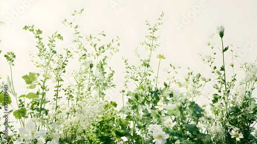 A serene arrangement of various flowers against a light background.