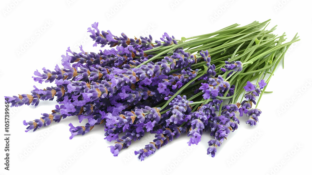 A bunch of fresh lavender flowers, showcasing vibrant purple blooms and green stems. A bunch of fresh lavender flowers, showcasing vibrant purple blooms and green stems.