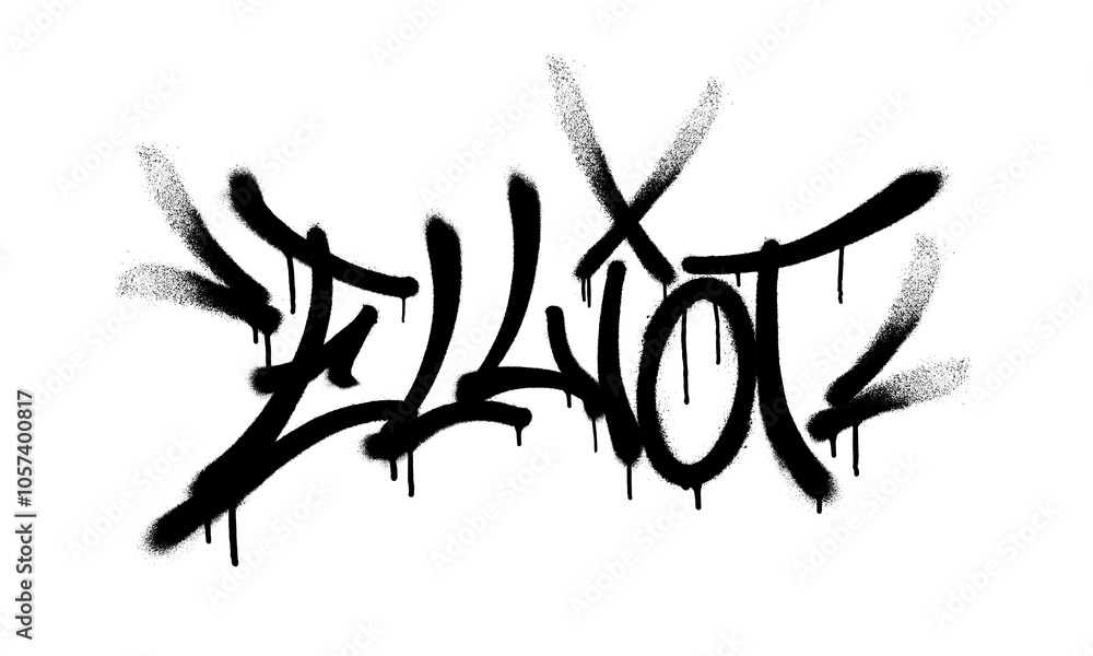Sprayed Elliot name with overspray in black over white. Vector illustration. Sprayed Elliot name with overspray in black over white. Vector illustration.