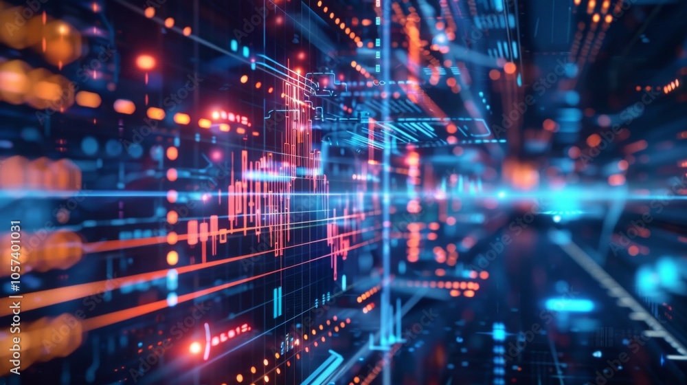 Abstract digital data flow in neon light Abstract digital data flow in neon light