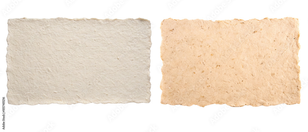 Two pieces of craft paper isolated with transparent background Two pieces of craft paper isolated with transparent background
