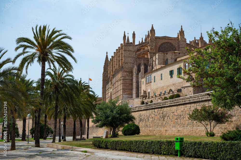 Cathedral of Santa Maria of Palma, La Seu view from low angle, back side of the cathedrale, Palma de Mallorca, Spain Cathedral of Santa Maria of Palma, La Seu view from low angle, back side of the cathedrale, Palma de Mallorca, Spain