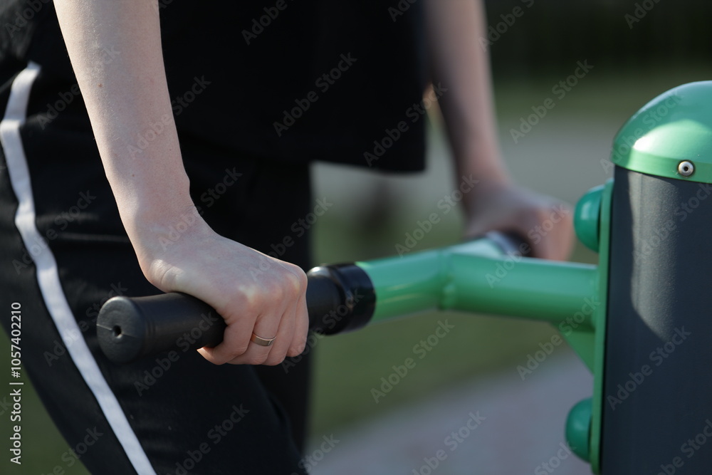 Woman doing workout exercises outside Woman doing workout exercises outside