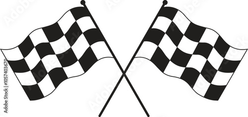 Crossed checkered flag racing flags NASCAR Racing Flags finish line flags eps vector file