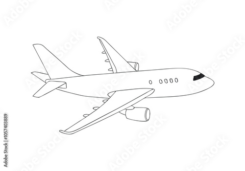 Continuous Line Art of an Airplane. Minimalist Travel and Aviation Illustration