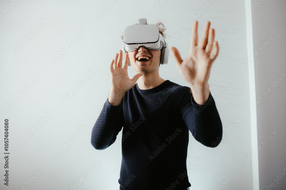 Man Experiencing Virtual Reality Man Experiencing Virtual Reality