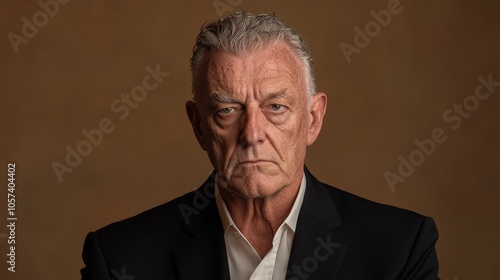 A pensive portrait of an elderly man reflecting wisdom and experience through his intense gaze and thoughtful expression