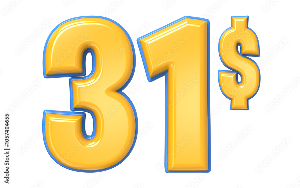 Blue And Yellow Number 3D Render Blue And Yellow Number 3D Render