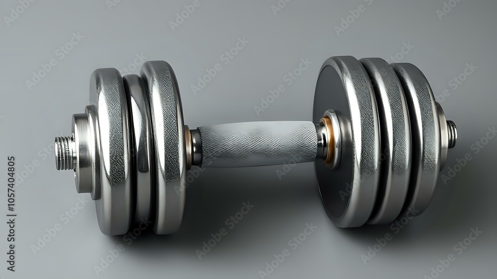 Realistic Dumbbell on Grey Background Realistic Dumbbell on Grey Background