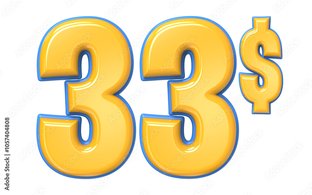 Blue And Yellow Number 3D Render Blue And Yellow Number 3D Render