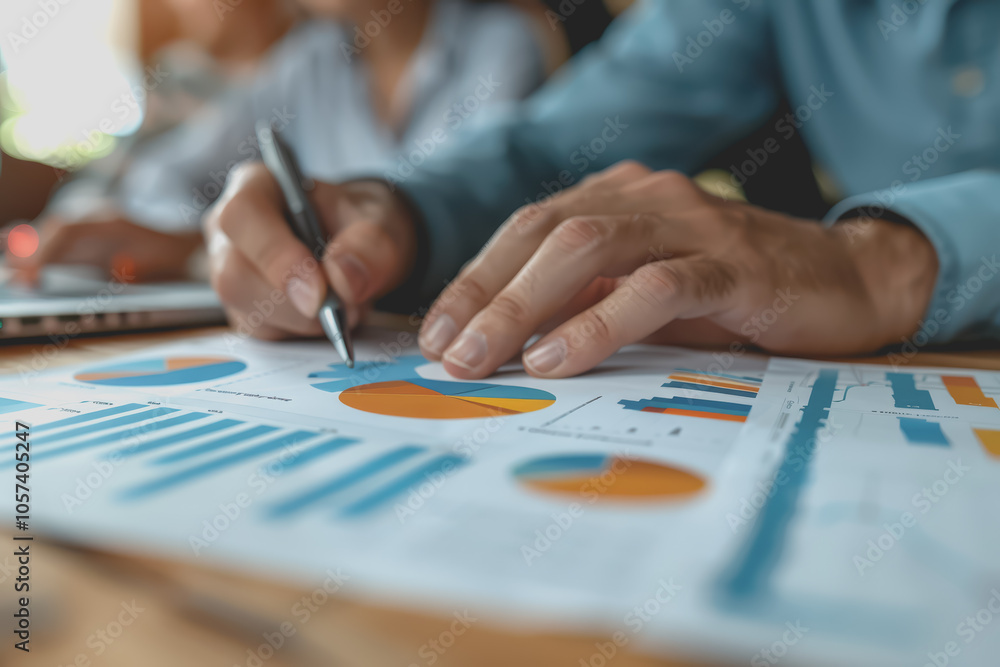 Hands business team having a meeting to analyze data graph charts for a marketing plan in the office Hands business team having a meeting to analyze data graph charts for a marketing plan in the office
