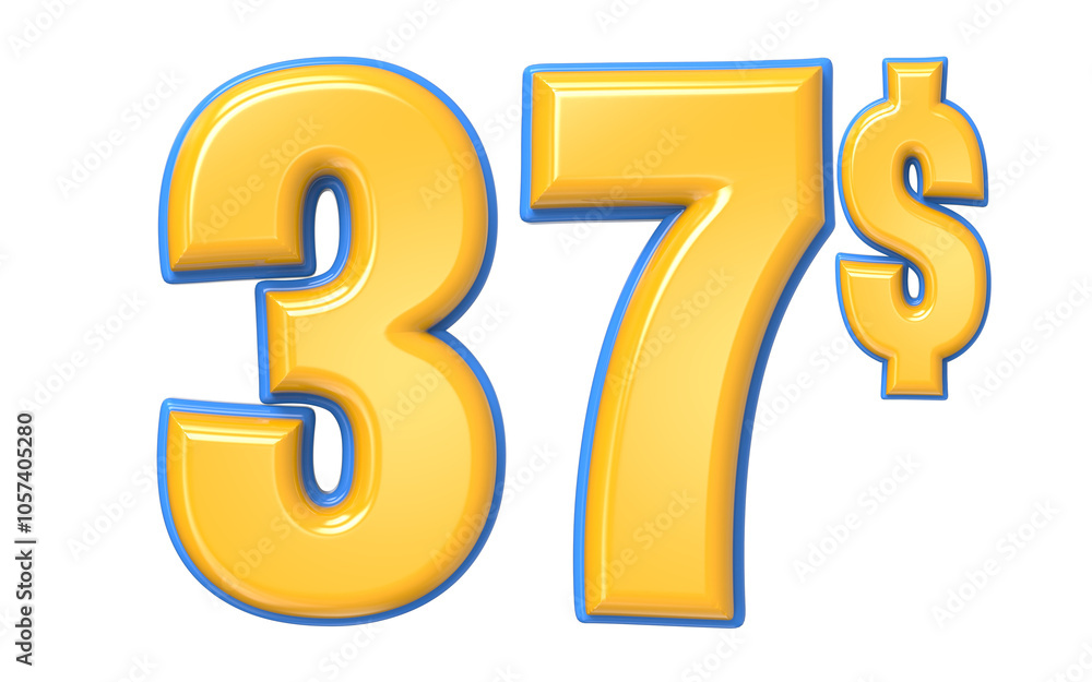 Blue And Yellow Number 3D Render Blue And Yellow Number 3D Render