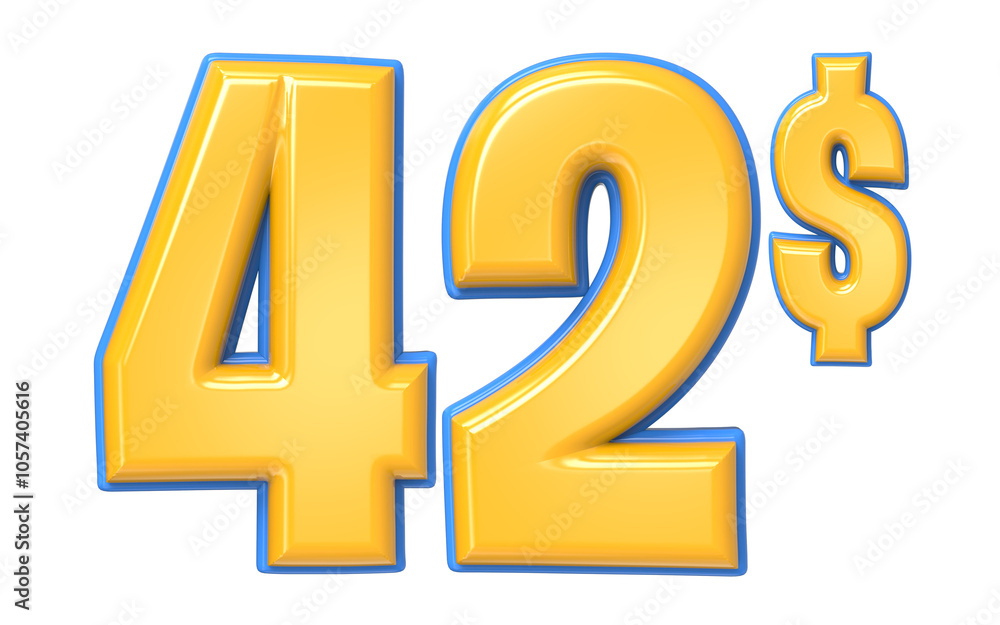 Blue And Yellow Number 3D Render Blue And Yellow Number 3D Render