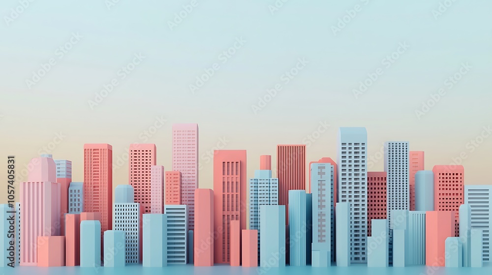Fototapeta premium Vibrant City Skyline for Business Growth Concepts