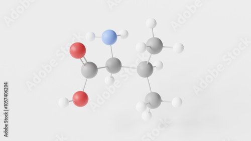 valine molecule 3d, molecular structure, ball and stick model, structural chemical formula amino acid photo