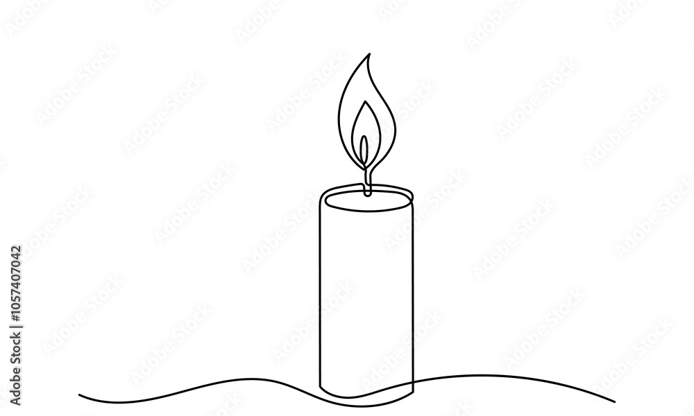 One line drawing of Burning fire candle. continuous line candlelight icon isolated on a white background. Hand-draw candle light flame vector illustration. candle for print, banner, logo, or symbol. One line drawing of Burning fire candle. continuous line candlelight icon isolated on a white background. Hand-draw candle light flame vector illustration. candle for print, banner, logo, or symbol.