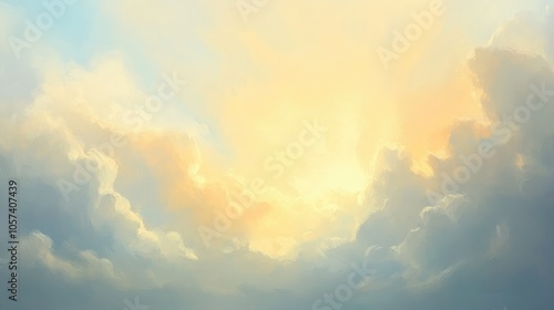 Bright sunbeams painting sky in pastel shades photo