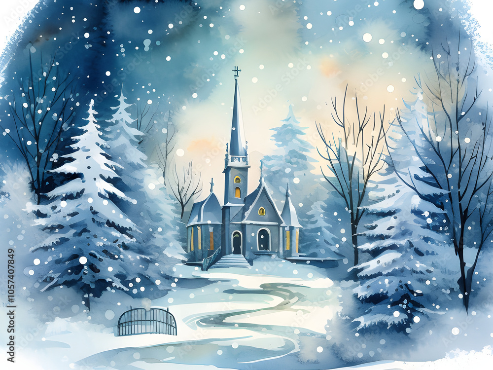 Snowy winter forest under thunderstorm snowfall and dark sky, seasonal illustration and copy space background snowy outdoor winter landscape Snowy winter forest under thunderstorm snowfall and dark sky, seasonal illustration and copy space background snowy outdoor winter landscape