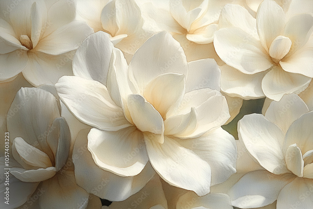 A close-up of delicate white flowers displaying soft petals, radiating elegance and beauty in a harmonious natural arrangement. A close-up of delicate white flowers displaying soft petals, radiating elegance and beauty in a harmonious natural arrangement.