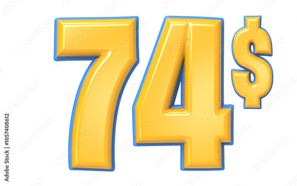 Blue And Yellow Number 3D Render Blue And Yellow Number 3D Render