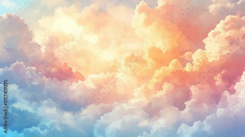 Bright sunbeams painting sky in pastel shades
