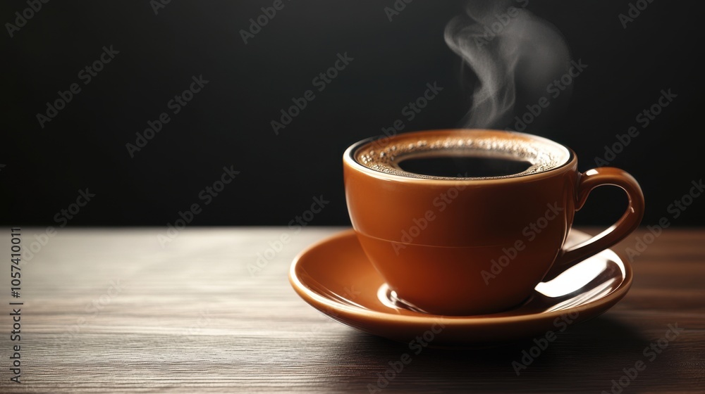 Cup of dark, rich black coffee with steam rising Cup of dark, rich black coffee with steam rising