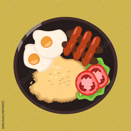 A Philippine food called Longsilog. A vector illustration of Longsilog that would fit for social media post, flyer, poster and more photo