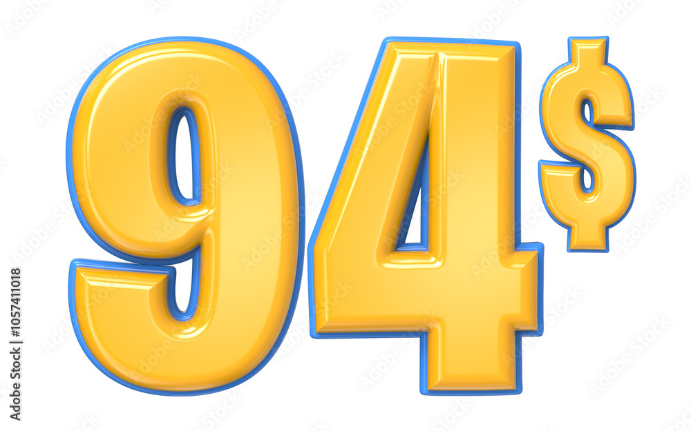 Blue And Yellow Number 3D Render Blue And Yellow Number 3D Render