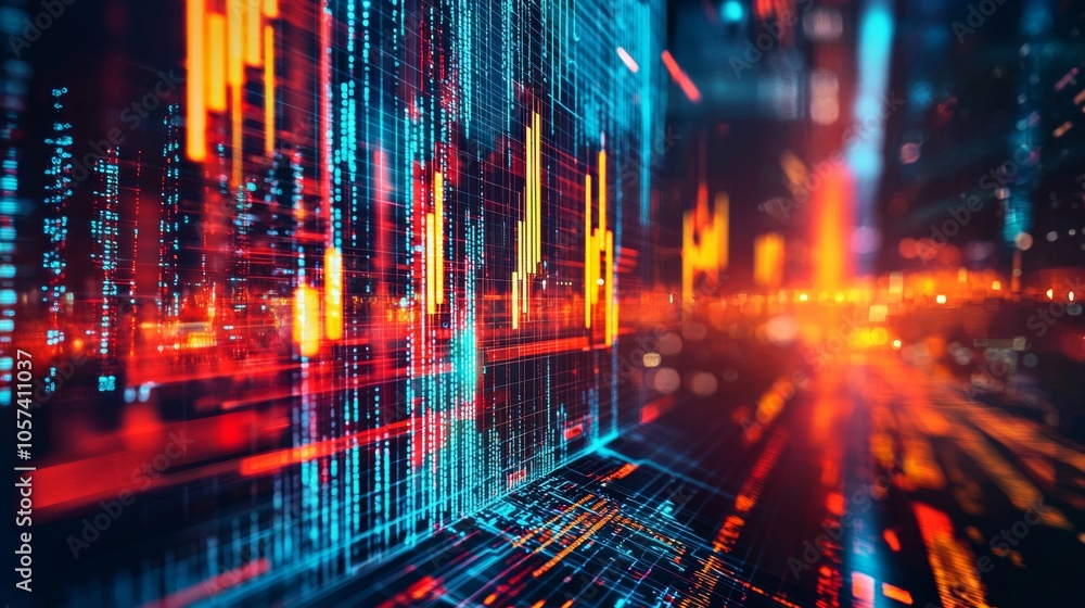 Digital finance data visualization with glowing charts Digital finance data visualization with glowing charts