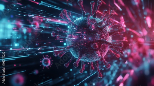 Digital representation of a virus mutating, abstract