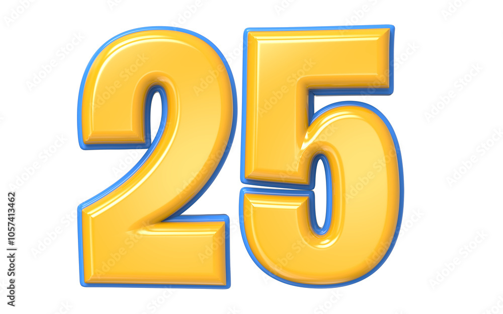 Blue And Yellow Number 3D Render Blue And Yellow Number 3D Render