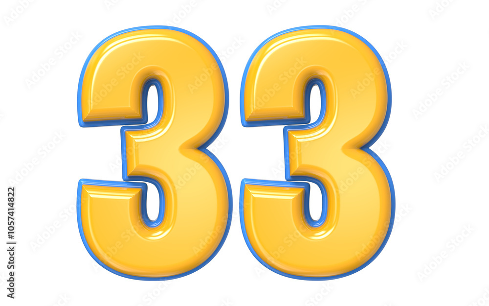 Blue And Yellow Number 3D Render Blue And Yellow Number 3D Render