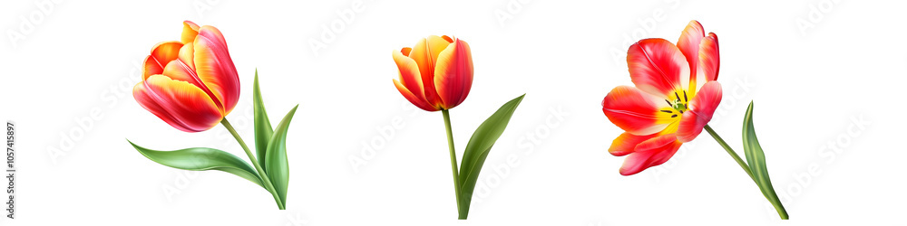 Naklejka premium Vibrant tulips in bloom nature's colorful display