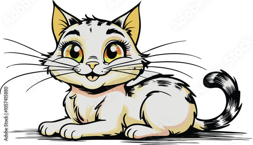 A charming anthropomorphic cartoon cat