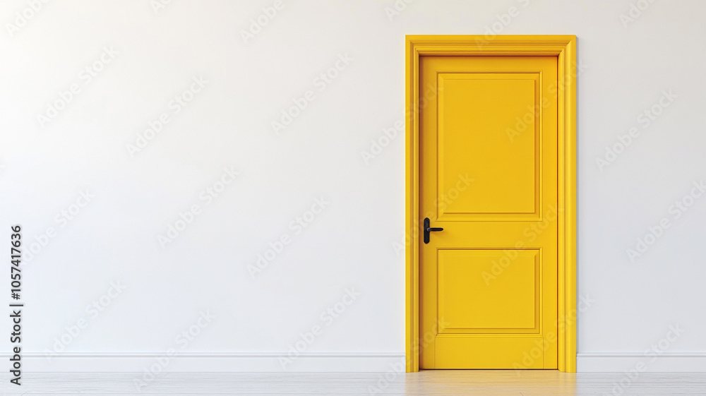 yellow door mock up isolated on white background yellow door mock up isolated on white background