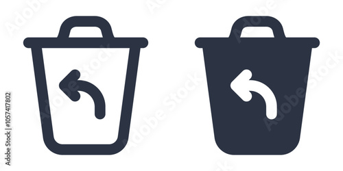 Restore from Trash or Trash Bin with Back Arrow simple icons set designed in filled, outline, line and stroke style