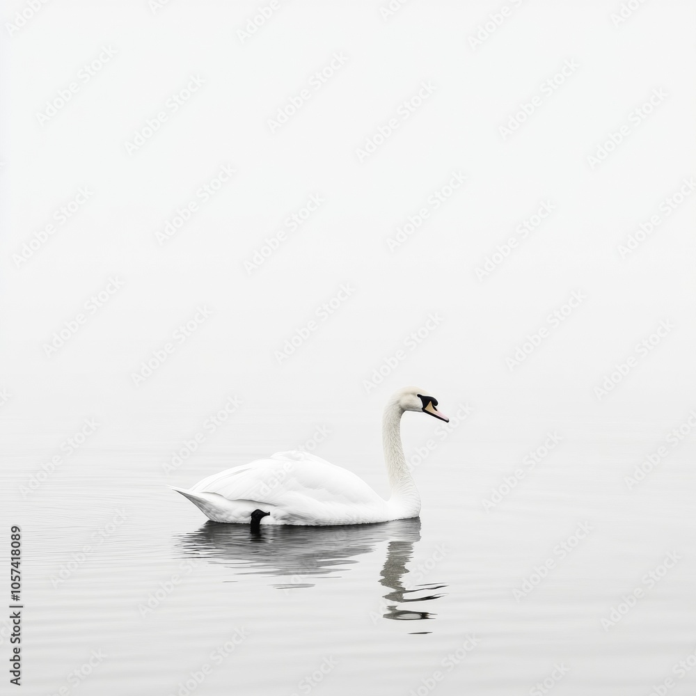 Fototapeta premium White swan isolated white background